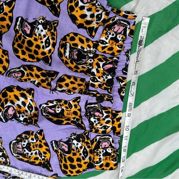 NOOWORK Catalina linen summer pants ft Cheetah Head AOP - Picture 3 of 5